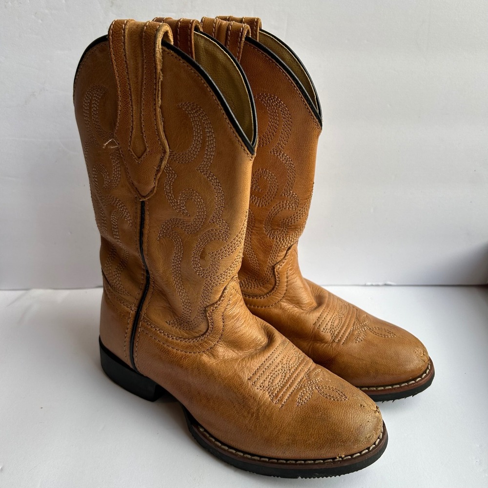 Cody James Showdown‎ Cowboy Boots Youth Kids 13.5 Tan Leather Western Stitched - Picture 9 of 9